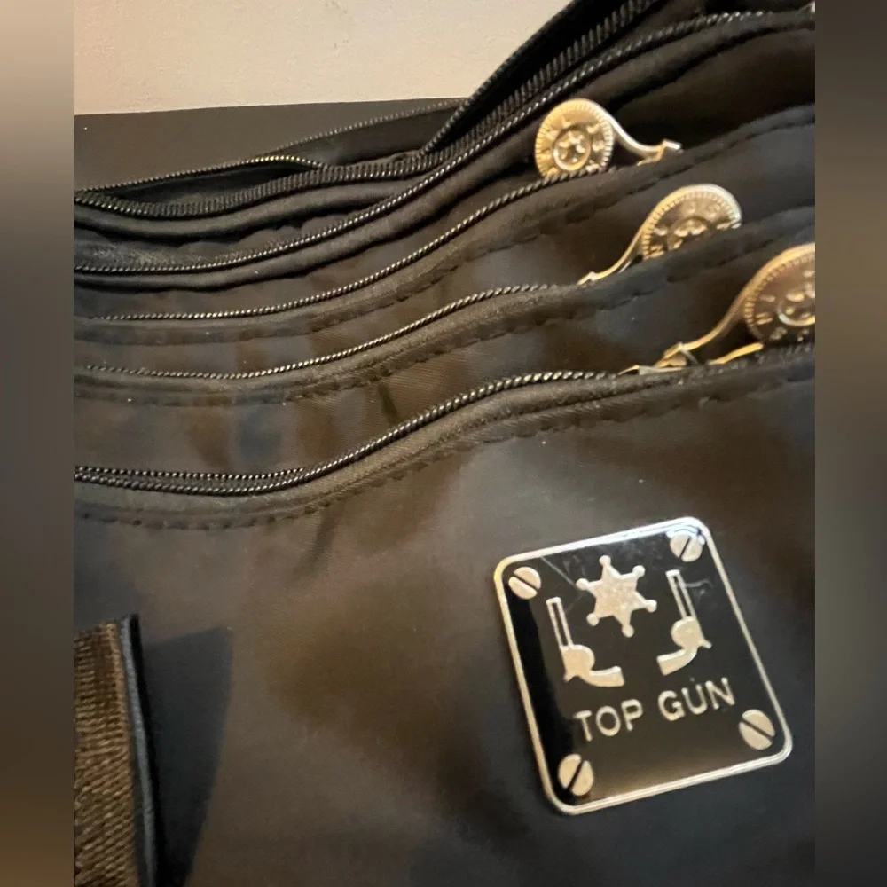 Top Gun Black Extra-Large Messenger/Waist Bag with 7 compartments